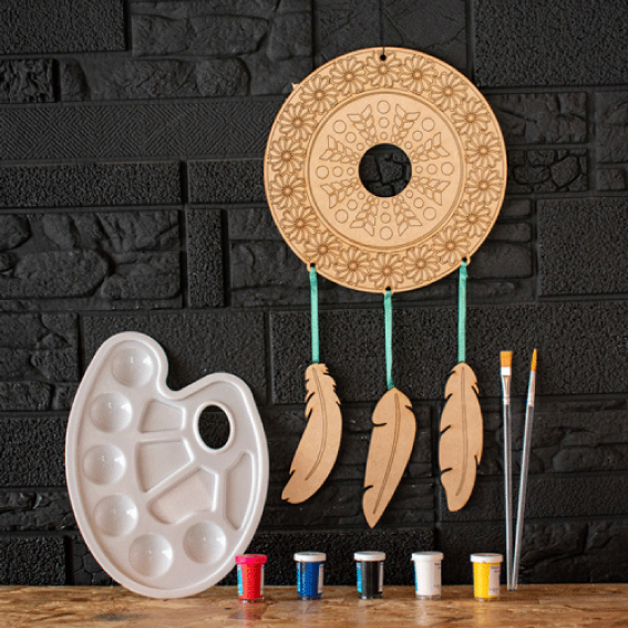 Atrapasueños Mandala MDF con Kit para Pintar