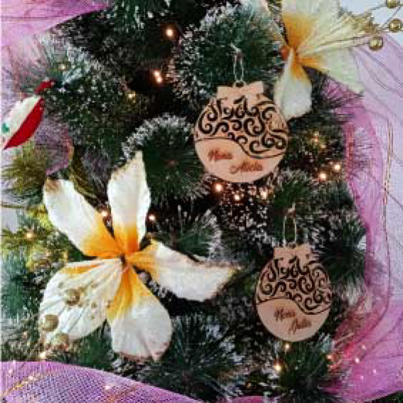 Bolitas Navideñas en Madera